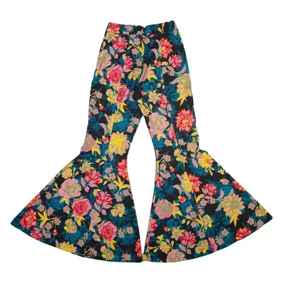 Floral Womens Trousers Black Regular Flared W24 L30
