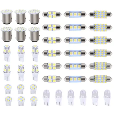42PCS Car LED Bulbs Kit – Universal T10 31mm 36mm 41mm for Dome, Map, License Plate, Trunk Lights | Super Bright, White, Ea...