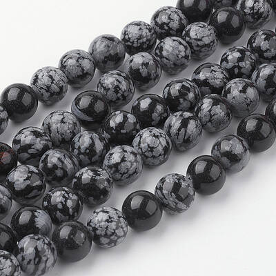 Natural Snowflake Obsidian Bead Strands