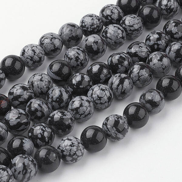 Natural Snowflake Obsidian Bead Strands