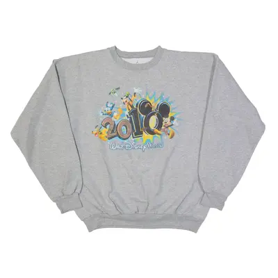 DISNEY 2010 Mickey Mouse Sweatshirt Grey Mens L