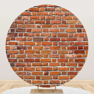 Round Vintage Red Brick Wall Backdrop For Birthday - Aperturee