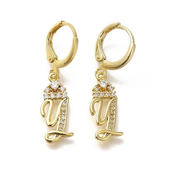 Brass Clear Cubic Zirconia Hoop Earrings