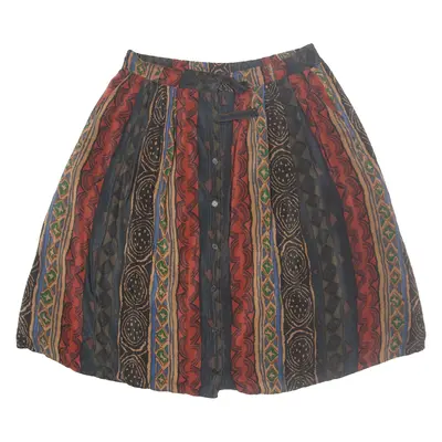 HIGH QUALITY FASHION Womens Pleated Skirt Maroon Midi Silk Geometric XL