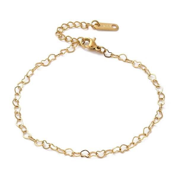 Ion Plating(IP) 304 Stainless Steel Heart Link Chain Bracelets