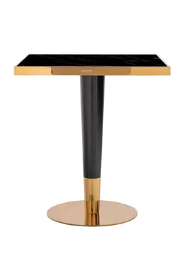 Square Black Marble Pedestal Dining Table | OROA Can Roca