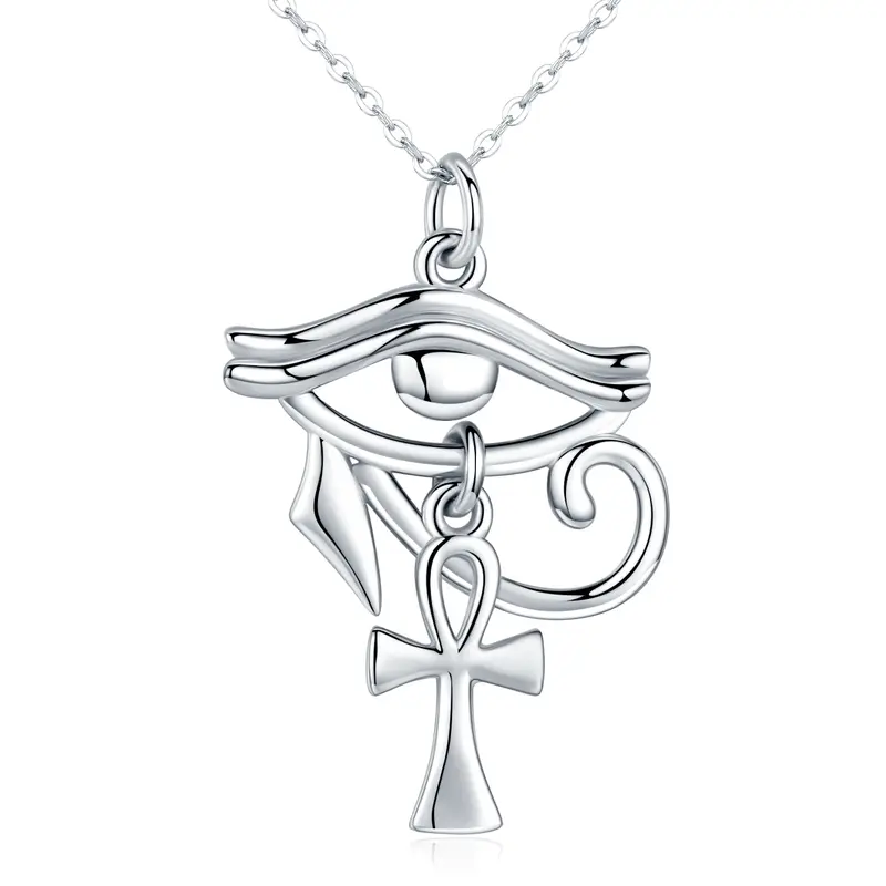 Sterling Silver Allah & Eye Of Horus Pendant Necklace