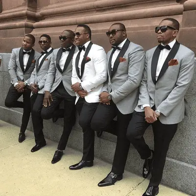 Grey Suit Black Pants -Two Pieces Mens Suit
