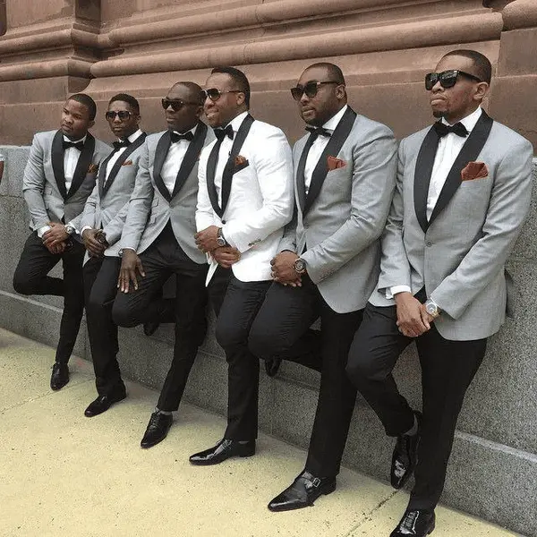 Grey Suit Black Pants -Two Pieces Mens Suit