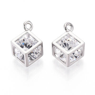 Brass Micro Pave Cubic Zirconia Charms