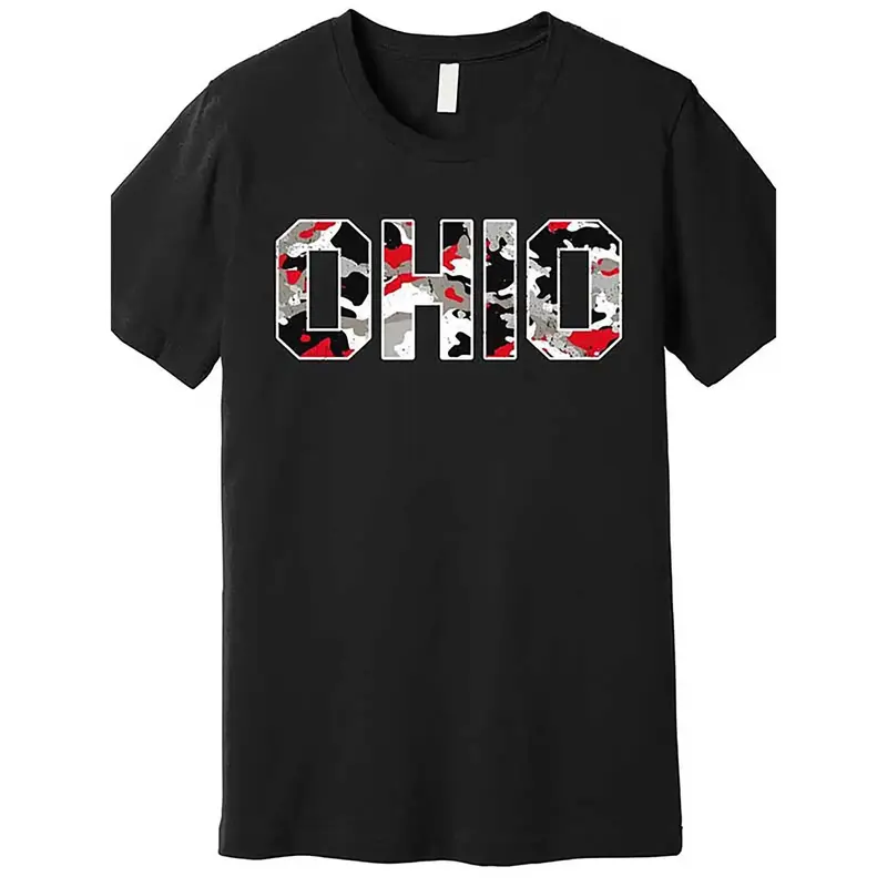 Ohio State Camo Premium funny Men'S Short Sleeve Graphic  100% Cotton T-Shirt - Versatile for Casual, Sports, Festive, All-Se...