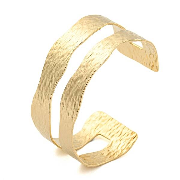 Ion Plating(IP) 304 Stainless Steel Textured Hollow Open Cuff Bangles