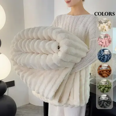 Solid Color Fuzzy Blanket, Soft Comfortable Warm Throw Blanket, Bedroom Blanket, Air-conditioned Room Blanket, Warm Nap Blank...