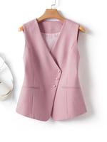 Women's Solid V Neck Suit Blazer Vest, Fitted Fashion Casual Chic Button Outerwear for Lady Daily Outdoor Wear, Lady Women Cl...
