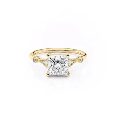 Sterling Silver with Yellow Gold Plated Moissanite Ring