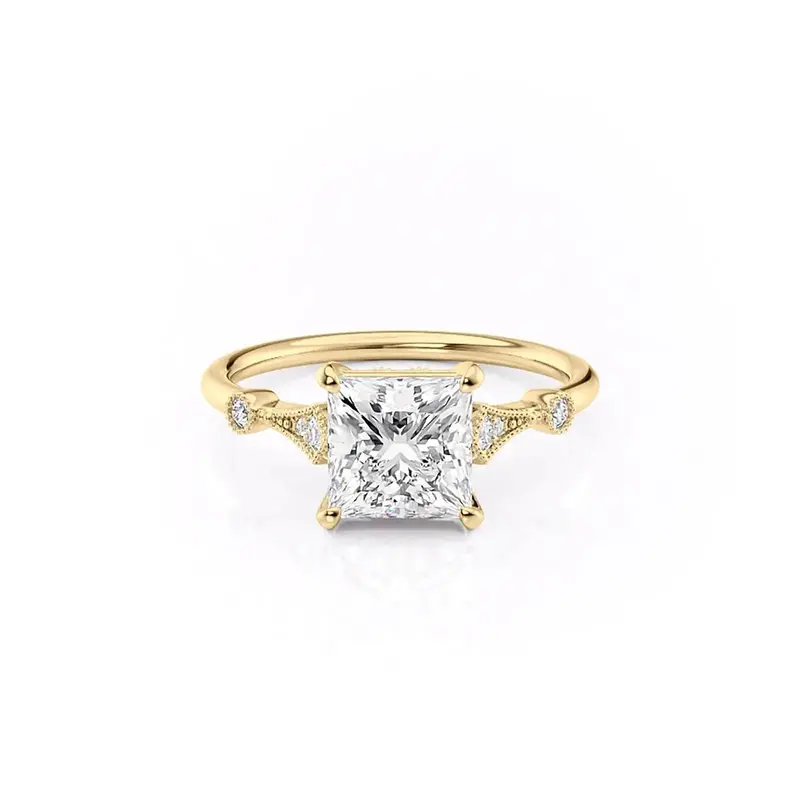 Sterling Silver with Yellow Gold Plated Moissanite Ring