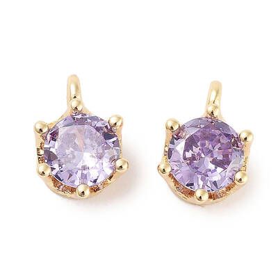 Brass Micro Pave Cubic Zirconia Charms