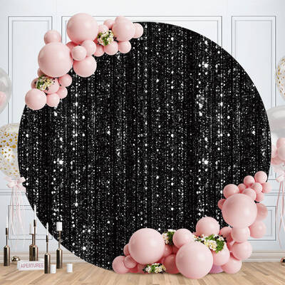 Aperturee Silver Bokeh Glitter And Black Round Birthday Backdrop | Personalized Grad Banner | Diy Grad Backdrop | Grad Party ...