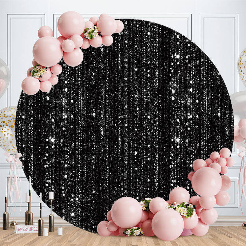 Aperturee Silver Bokeh Glitter And Black Round Birthday Backdrop | Personalized Grad Banner | Diy Grad Backdrop | Grad Party ...