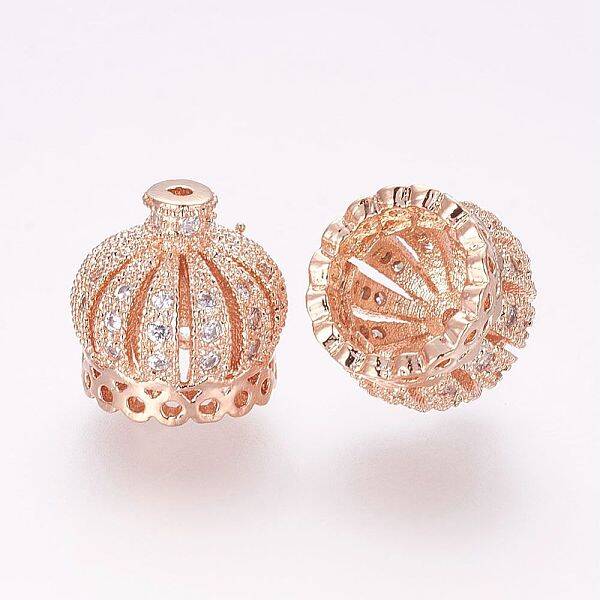 Brass Micro Pave Cubic Zirconia Beads
