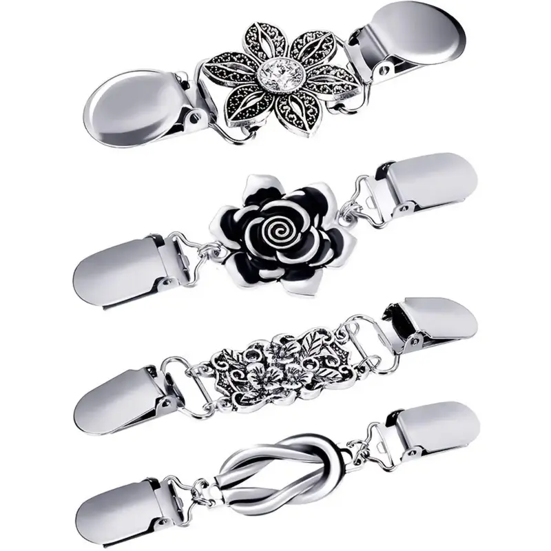 Vintage Sweater Shawl Clamp, Retro Cardigan Collar Clamps for Women & Girls, Dress Shirt Brooch Clamps for Women Girls Wearin...