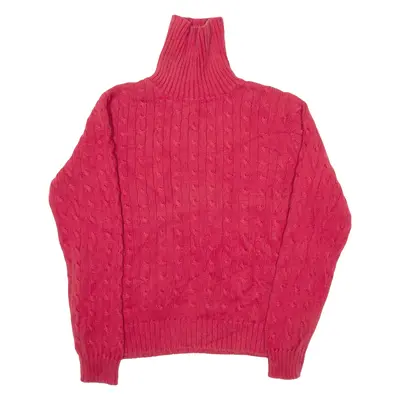 TOMMY HILFIGER Mens Jumper Red Roll Neck Cable Knit XL