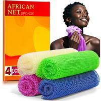4 Pieces African Net Sponge for Deep Exfoliation – African Net Sponge Authentic, Exfoliating Washcloth, Quick-Drying Africa...