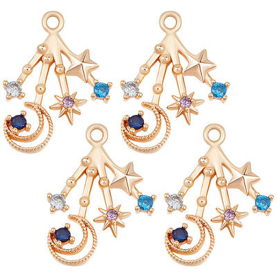 10Pcs Brass Cubic Zirconia Pendants