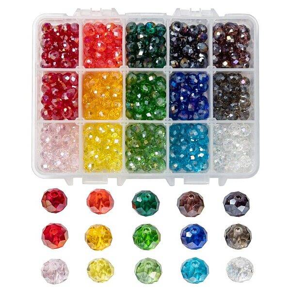 15 Colors Electroplate Glass Beads