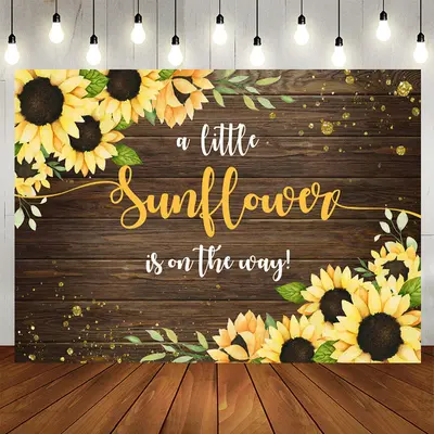 Aperturee Wooden Sunflower Is On The Way Baby Shower Backdrop