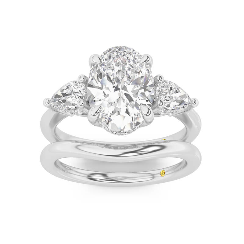 Celestia Lab Grown Oval Shaped Diamond Engagement Ring with the Luna Wedding Band | 18K White Gold 2 5/8 ct. tw.