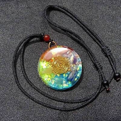 Mixed Stone with Vortex Resin Pendant Necklace with Polyester Cord