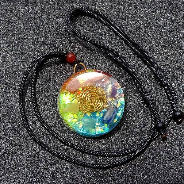 Mixed Stone with Vortex Resin Pendant Necklace with Polyester Cord