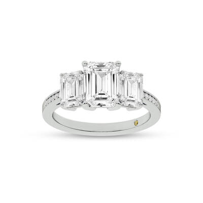 Sydney Quarter Coverage Pavé Set Three Stone Lab Grown Diamond Engagement Ring | 14K White Gold 2 CT. TW.