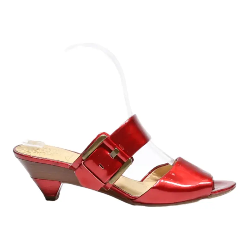 CLARKS Slider Sandals Red Leather Womens UK 4