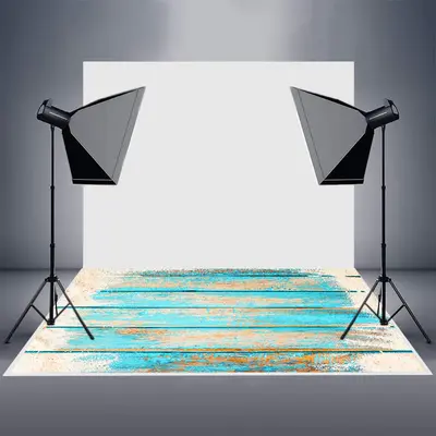 Retro Teal Brown Sandy Wood Grain Rubber Floor Mat - Aperturee