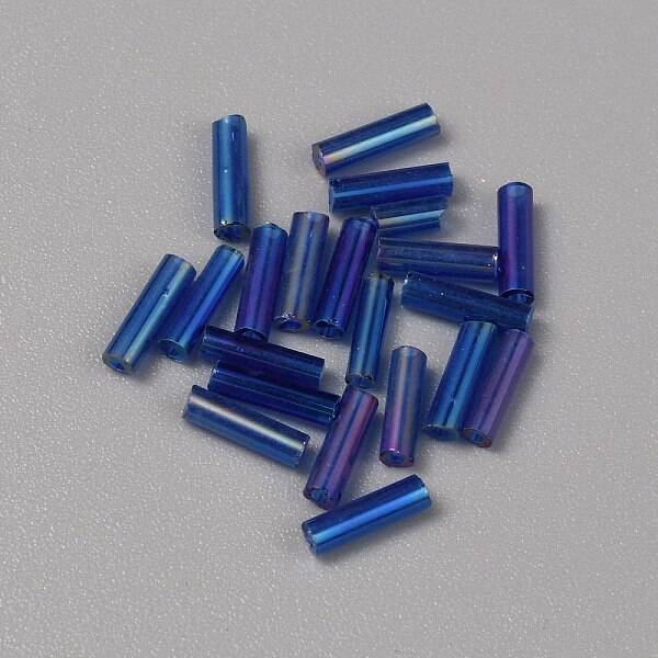 300Pcs Transparent Glass Round Bugle Beads