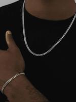 Punk Style Stainless Steel Chain Necklace & Bracelet, Summer Casual Trendy Hip Hop Jewelry Set, Fashionable Jewelry Set Witho...