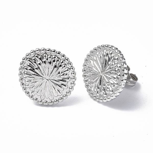 Non-Tarnish 304 Stainless Steel Flower Stud Earrings for Women
