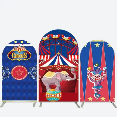 Aperturee Circus Elephant Clown Kids Birthday Arch Backdrop Kit | Round Arch Backdrop Cover | Diy Arch Backdrop Cover | Chiar...