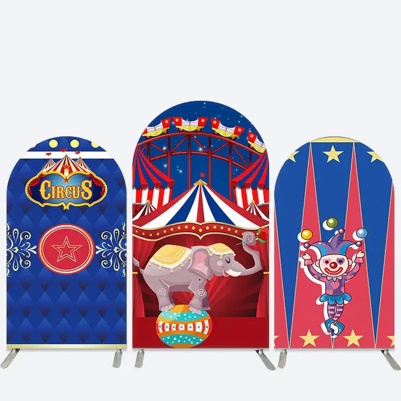 Aperturee Circus Elephant Clown Kids Birthday Arch Backdrop Kit | Round Arch Backdrop Cover | Diy Arch Backdrop Cover | Chiar...