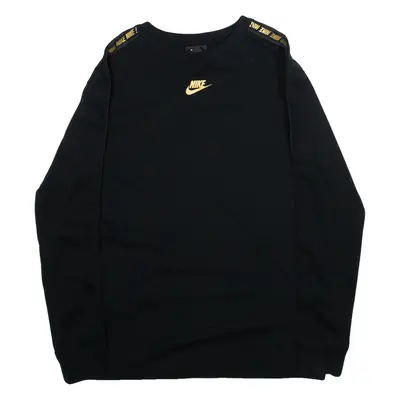 NIKE Mens T-Shirt Black Long Sleeve XS