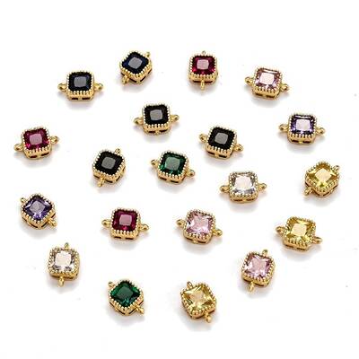 Real 18K Gold Plated Brass Micro Pave Cubic Zirconia Links Connectors