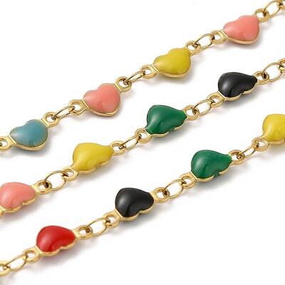 Ion Plating(IP) Golden 304 Stainless Steel Heart Link Chain
