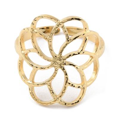 304 Stainless Steel Hollow Flower Open Cuff Rings