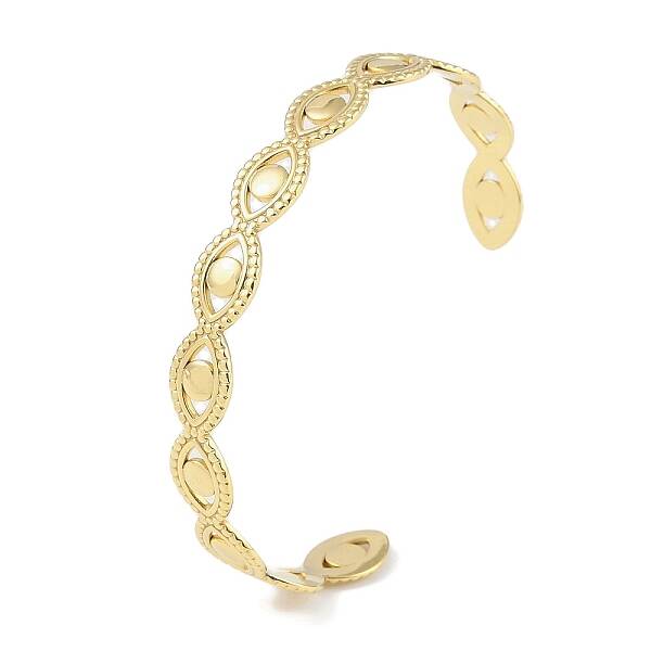 304 Stainless Steel Hollow Eye Open Cuff Bangles for Women