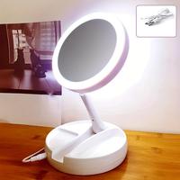10x Magnifying Led Makeup Mirror with Lights, 1 Count Foldable Mirror, Lighted Vanity Makeup Double Sided Mirror for Home, Ba...