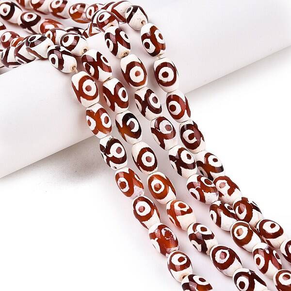 Natural Tibetan Agate 3-Eye Beads Strands