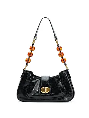 Smting Leather Baguette Bag with Ruyi Octagonal Lock