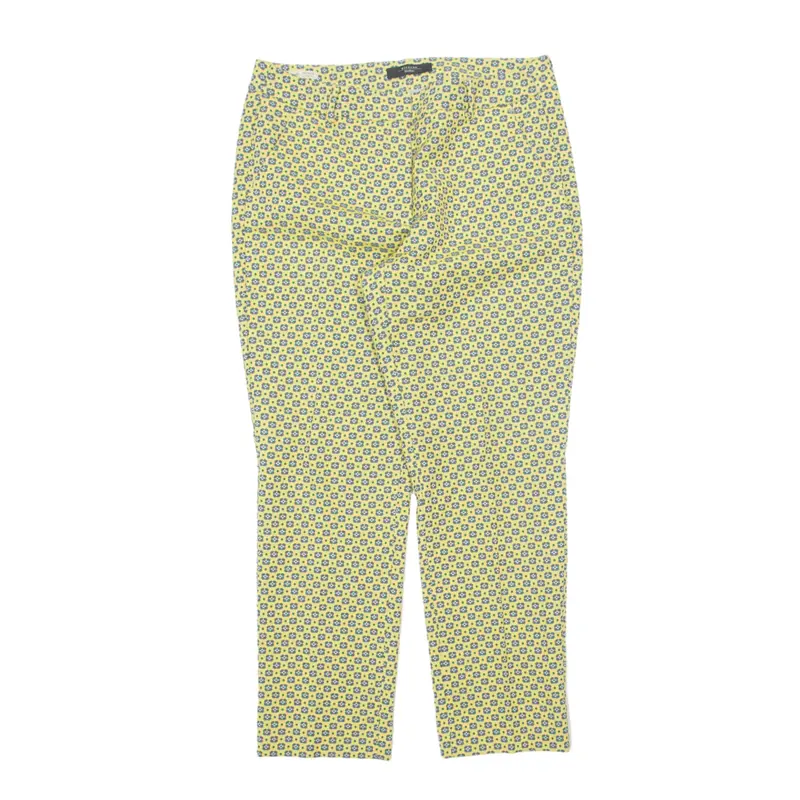MAX MARA Weekend Stretch Floral Design Trousers Yellow Regular Tapered Womens W32 L28